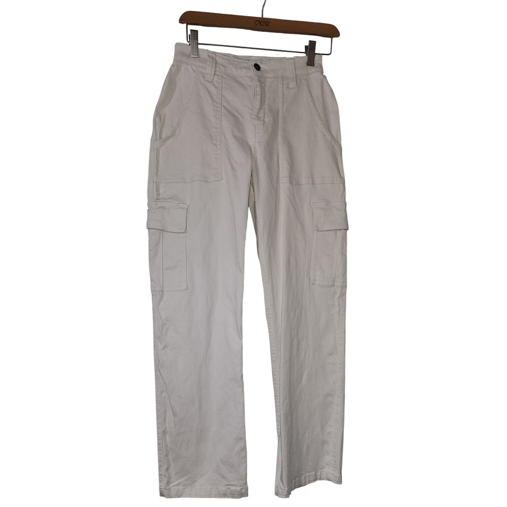 Hollister Womens High-Rise Utility Dad Pants Beige Cargo Pockets Size 26